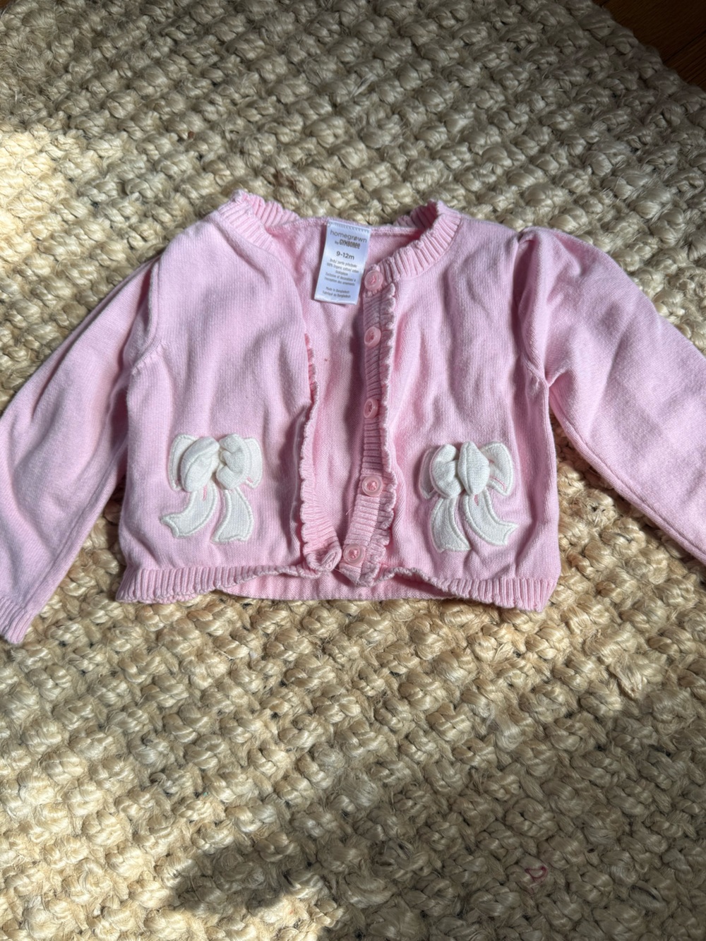 Gymboree Pink Knit Cardigan with Cream Bow Details